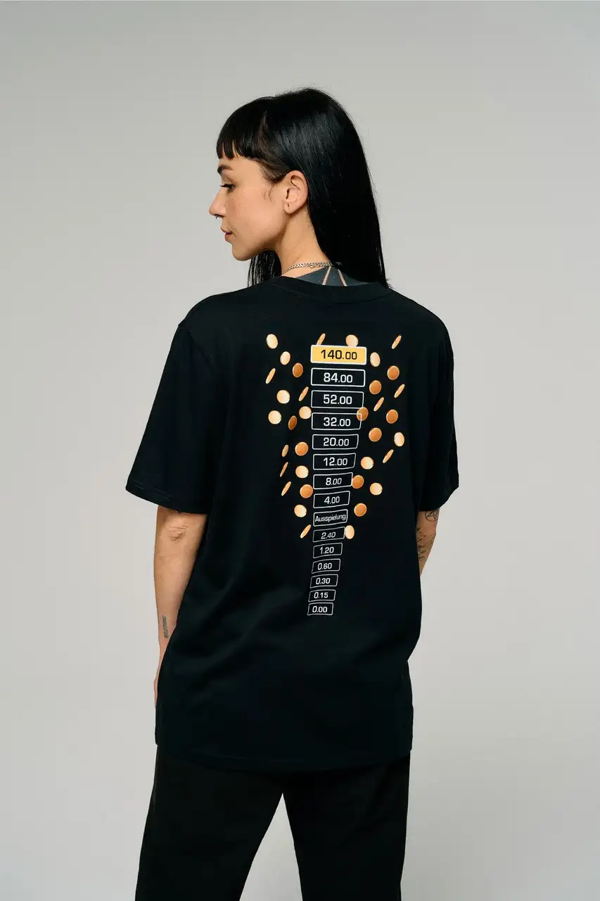 Risikoleiter-T-Shirt mit Print auf der Rückseite