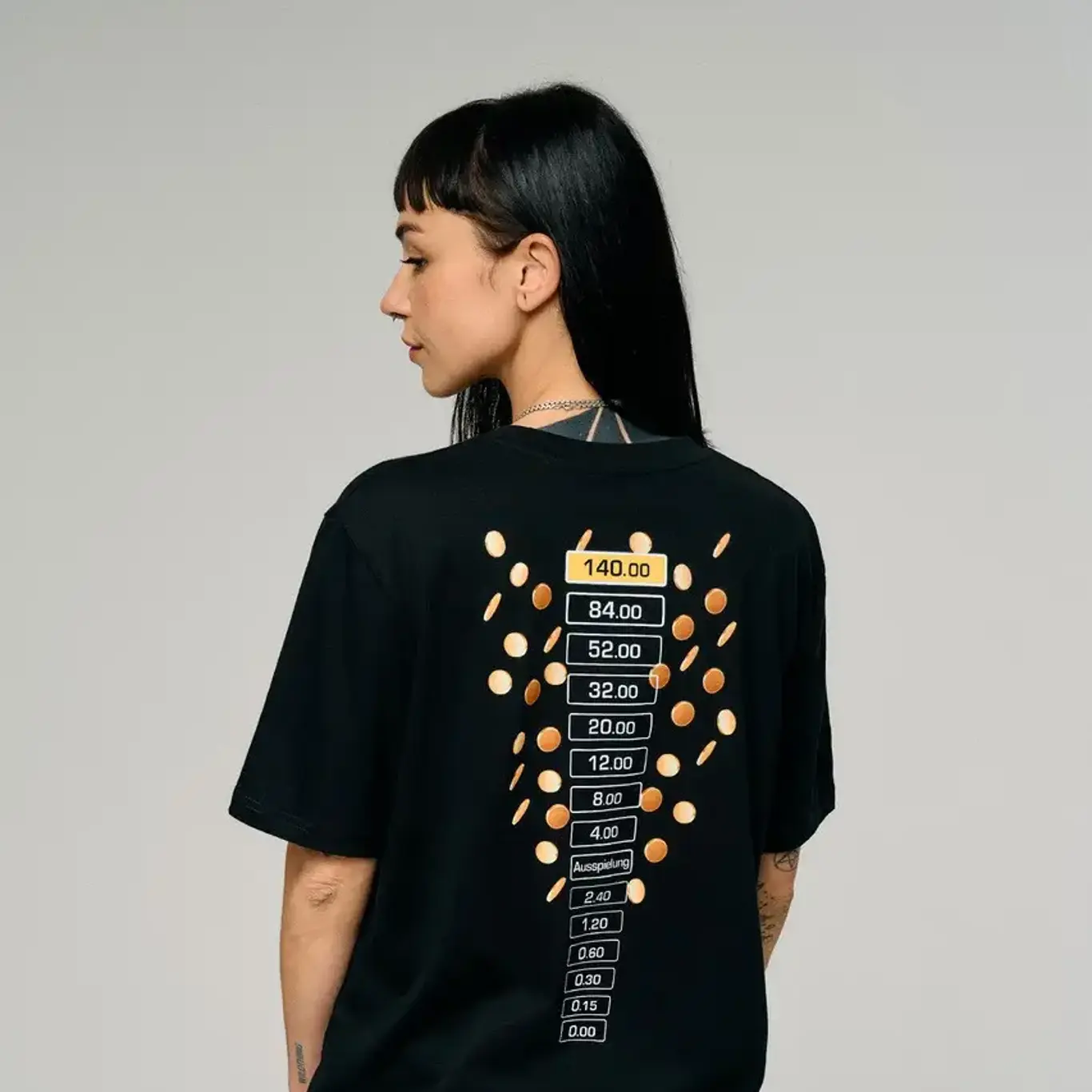 Risikoleiter-T-Shirt mit Print auf der Rückseite